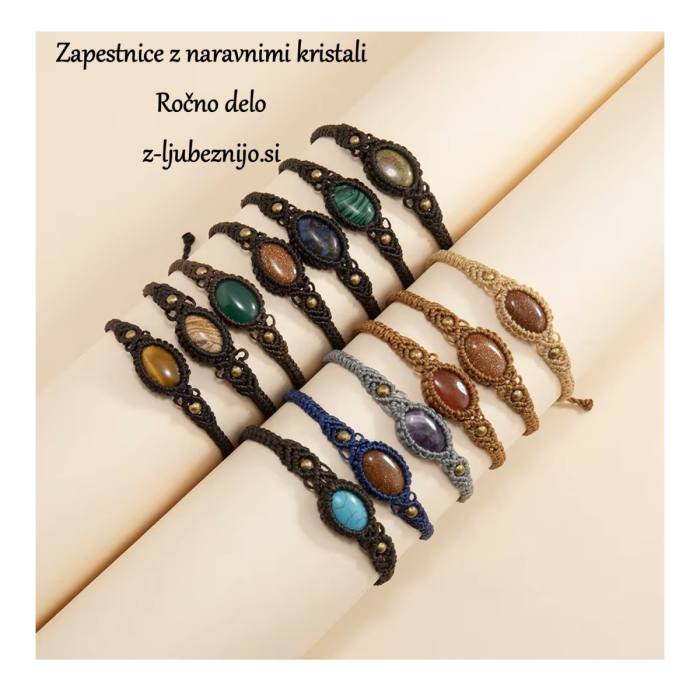 Ročno izdelana makrame zapestnica – kristal ZEBRA JASPIS 5840