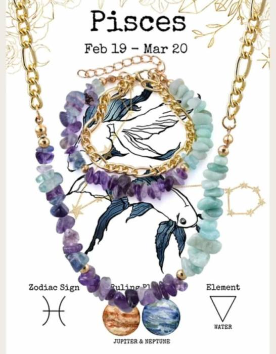 Energijski nakit iz kristalov za astrološko znamenje RIBI - Ogrlica in zapestnica 5750