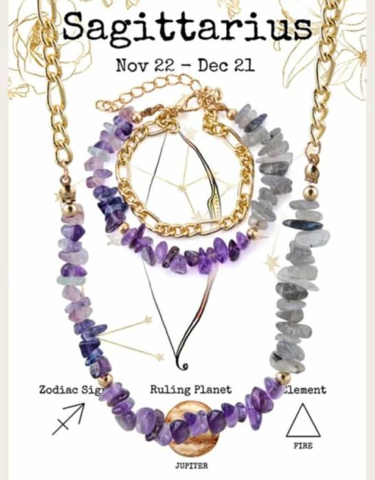 Energijski nakit iz kristalov za astrološko znamenje STRELEC - Ogrlica in zapestnica 5751