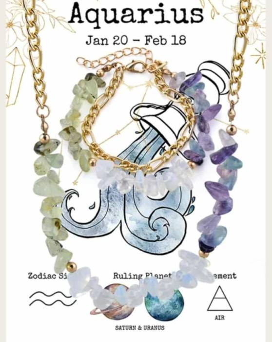 Energijski nakit iz kristalov za astrološko znamenje VODNAR - Ogrlica in zapestnica 5754