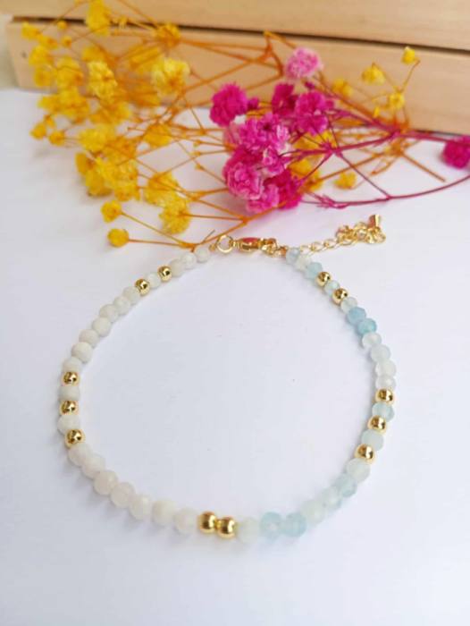 Zapestnica Akvamarin in Mesečev kamen – MIR & INTUICIJA 5592