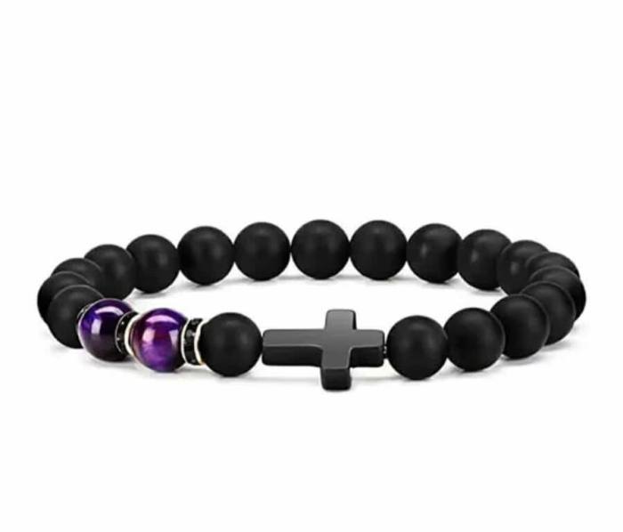 Moč in vera – zapestnica oniks & tigrovo oko s križem 1 5737