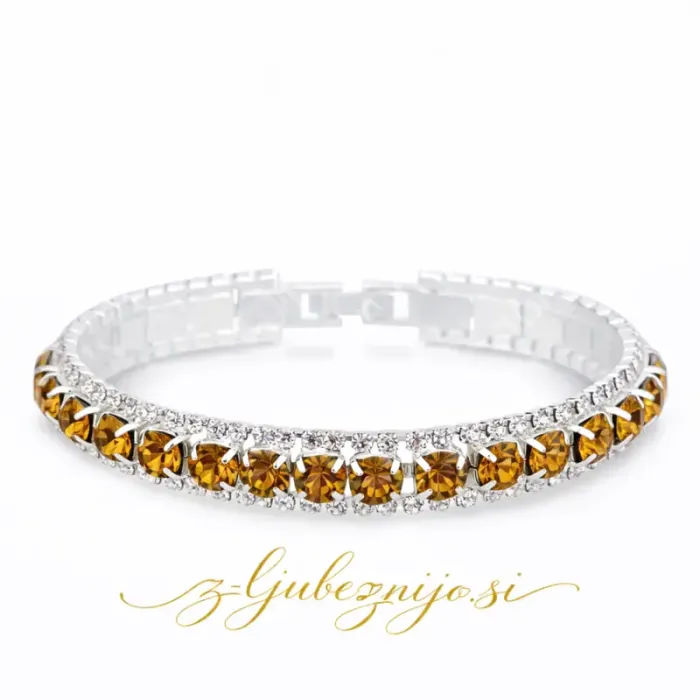 Zapestnica s cirkoniji – svetlo zlata 6687